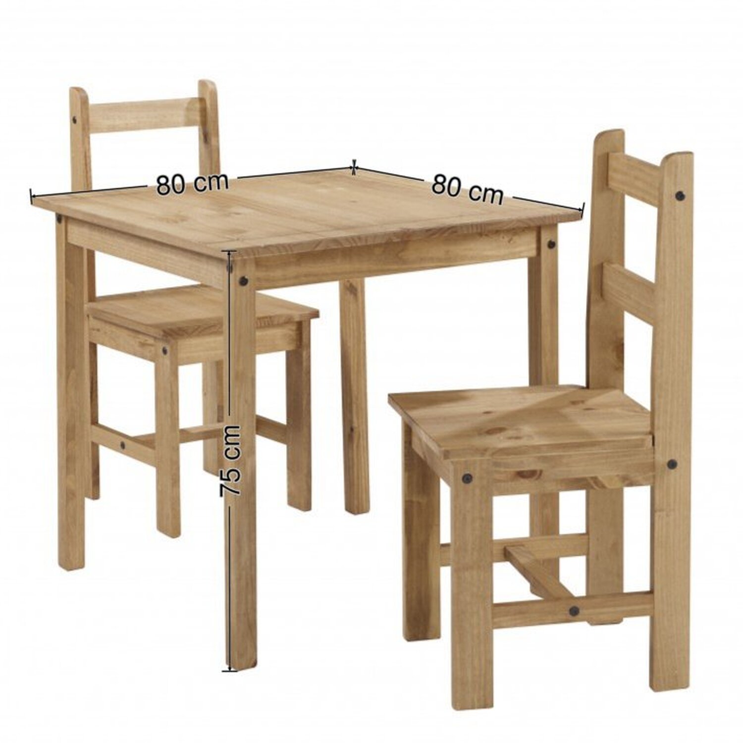 Corona Rio Dining Table 2 Chairs Wooden Pine Wood Small Square Kitchen - Antique Wax