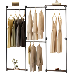 Heavy Duty Wall-Mounted Metal Clothes Rail Open Wardrobe
