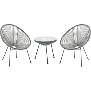 Grey Rio 3 Piece Garden Bistro Set Outdoor Patio Balcony Seating
