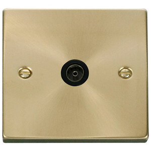 Satin  Brushed Brass 1 Gang Single Coaxial TV Socket