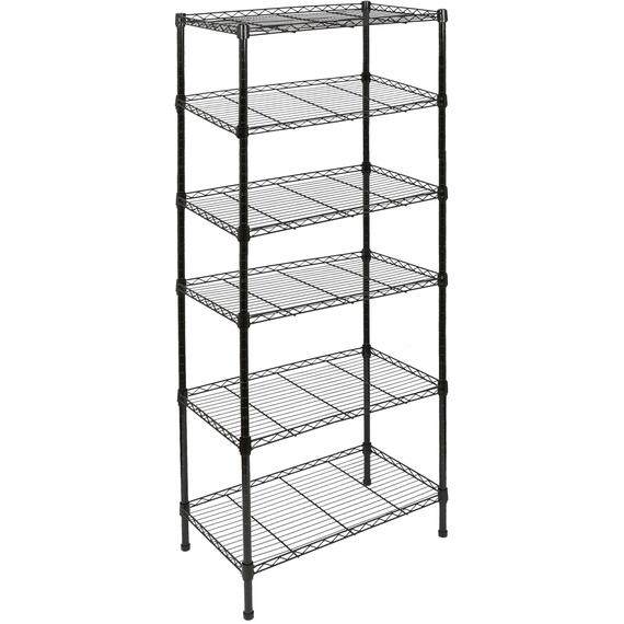 Adjustable Wire Shelving Unit - 6 Tier - Black