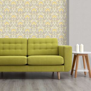 Retro Damask Floral Wallpaper