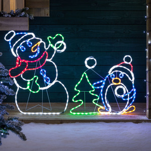 Snowman and Penguin Rope Light