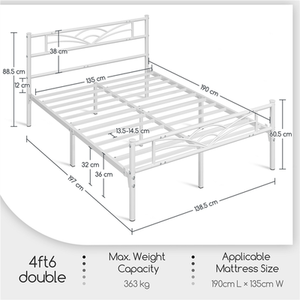White / Double Metal Bed Frame with Cloud Design shot 7217611