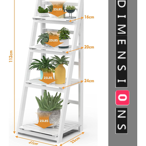 4-Tier Foldable Wooden Ladder Plant Stand