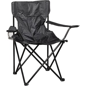 Black Foldable Canvas Chair with Cup Holder and Carry Case
