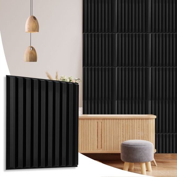 3D Wall Panels (50x50 cm) PVC Cladding Panel in 3D Fluted Line Design