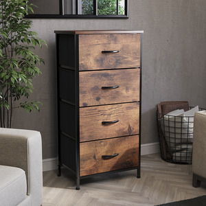 Rustic Brown Chorley Fabric Chest of Drawers 4 Drawer shot 7762473