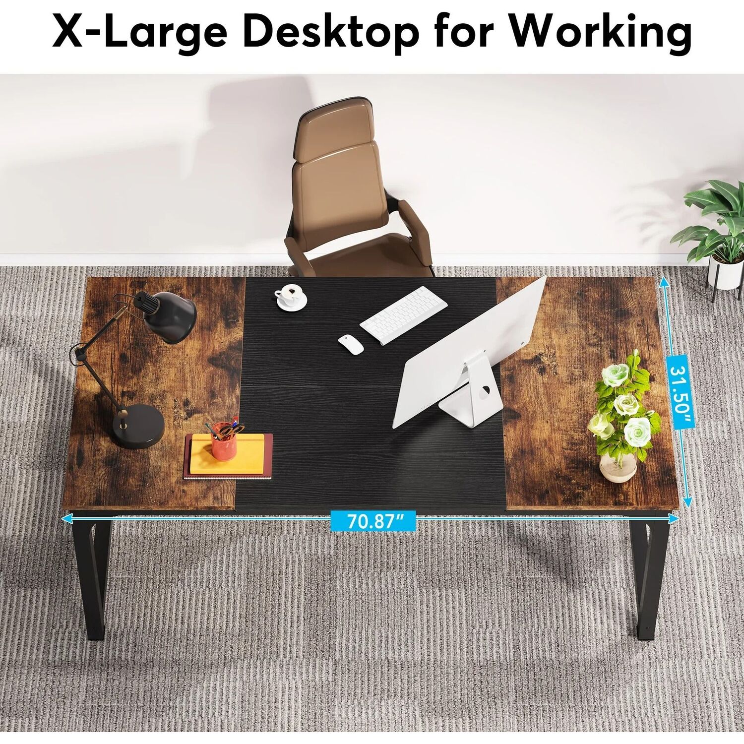 Modern Wooden Computer Desk - Brown 78 5cm