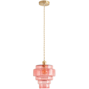 Lane 5 Tier Layered Glass Brushed Gold Pendant Ceiling Light and LED Bulb