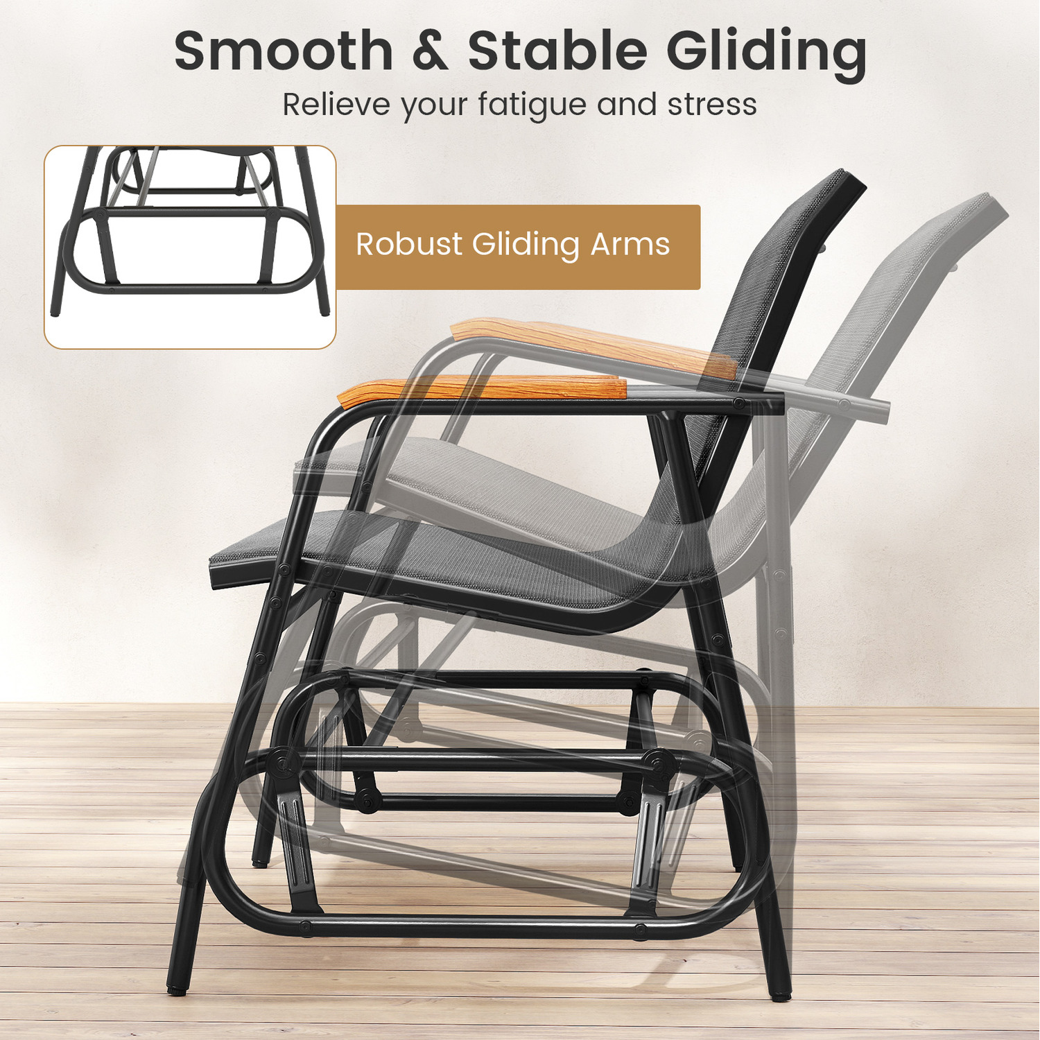 2-person Swing Gliding Loveseat - Grey