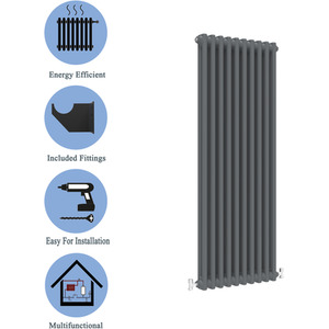 Anthracite / 150cm / 47cm Vertical Traditional Cast Iron Style Radiator 1500-1800mm 2 Column Anthracite shot 8210156