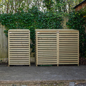 Large Wooden Outdoor Triple Wheelie Bin Store Storage for 3 Bins