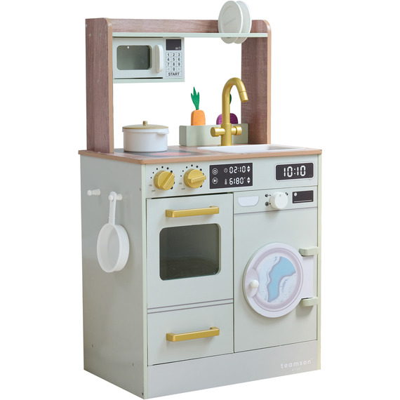 Wooden Play Kitchen Little Chef Mini Garden Washing Machine Green