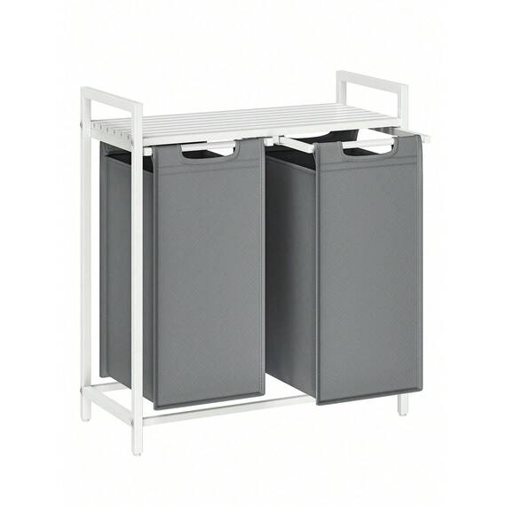 VASAGLE Laundry Basket with 2 Compartments, 2 Removable Liners