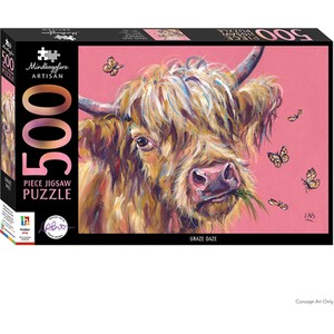 500 Piece Louise Brown Pink Cow Jigsaw Puzzle