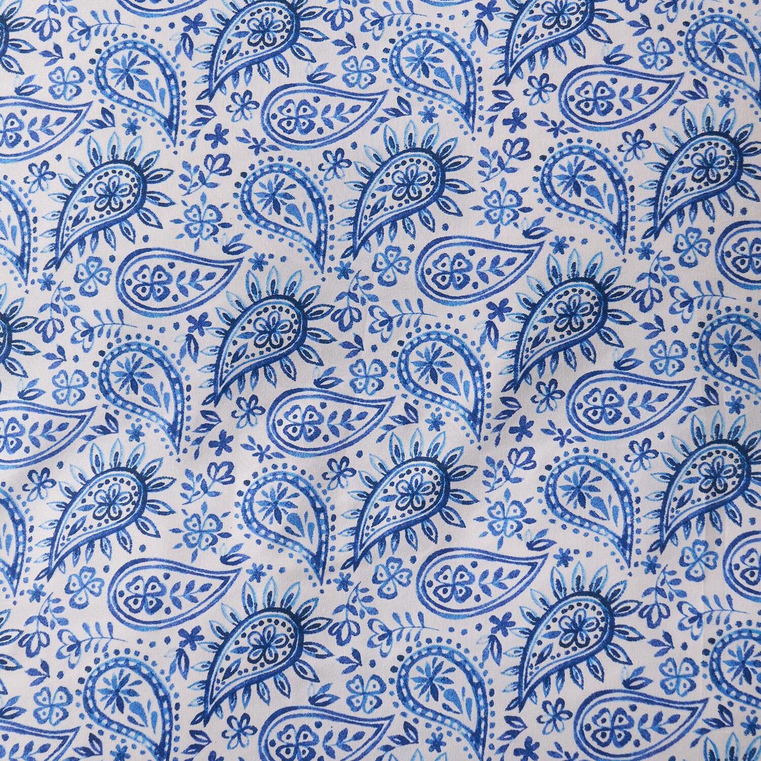 Paisley Duvet Cover Set - Navy Blue Beige Superking