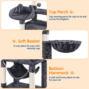 Dark Grey Yaheetech 170cm Multi-Level Large Cat Tree Tower shot 9785669