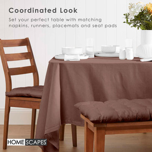 Chocolate Plain Cotton Round Tablecloth shot 9903210