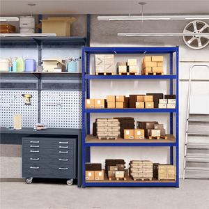 Blue / MDF, Steel Yaheetech 5-Tier Metal Storage Shelf Display Rack shot 9914335