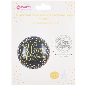 Black and Gold Birthday Foil Balloon