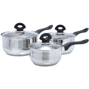 Buckingham 3 Piece Saucepan Set with Glass Lids