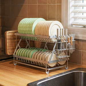 Lifeideas 2-Tier Dish Drainer with Drying Tray