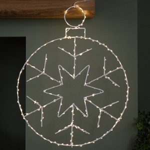 Light up Hanging Christmas Snowflake Bauble with 250 Warm White LEDs