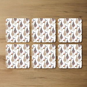 Christmas Tree Holly Leaf Pattern Coaster