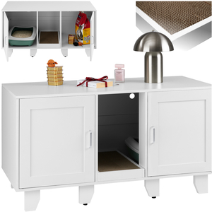 Cat Cabinet Freya with Ventilation, Storage and Scratching Mat