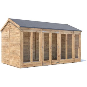 14x8ft Dunster House Wooden Summerhouse Reverse Apex Roof Modular Design
