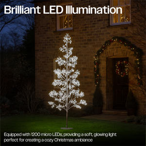 210cm 1200 ww Micro Led Tree Silver balls 5M Lead