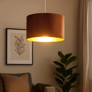 Burnt Orange Velvet Drum Shade