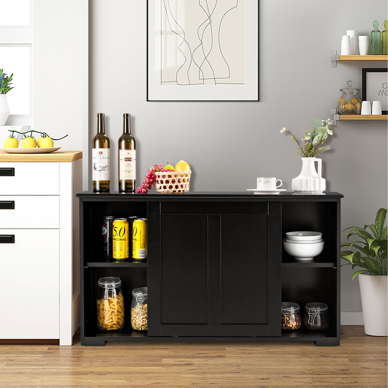 Buffet Sideboard Server Table - Black