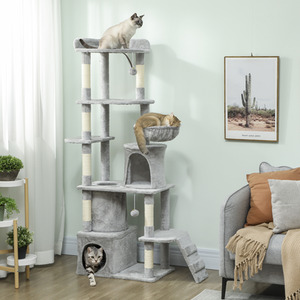 PawHut Large Cat Tree with 7 Scratching Posts and Tunnel