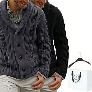 Men's Collared Button Front Knit Sweater
