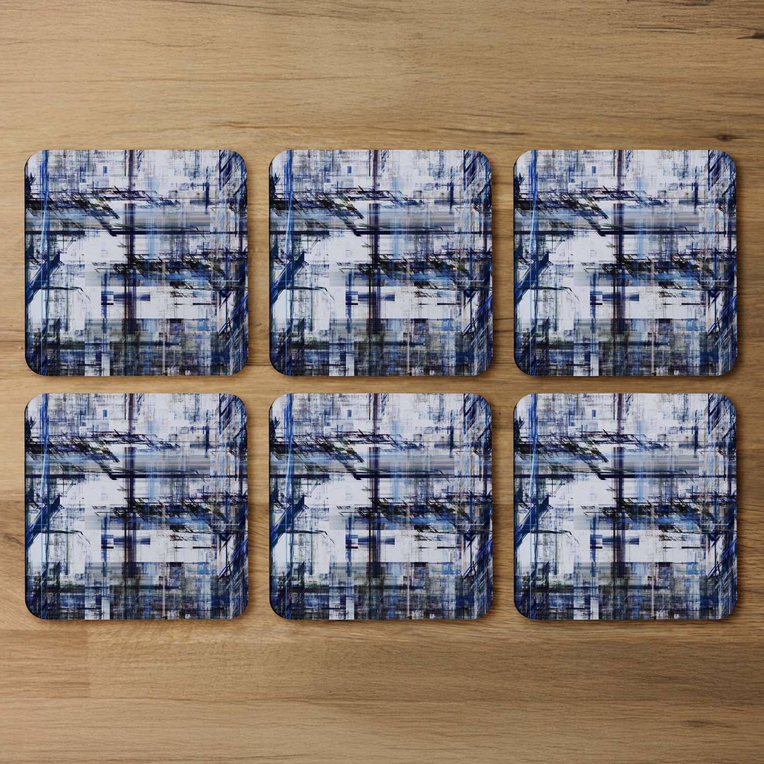 Blue Grunge Pattern Coaster - Blue