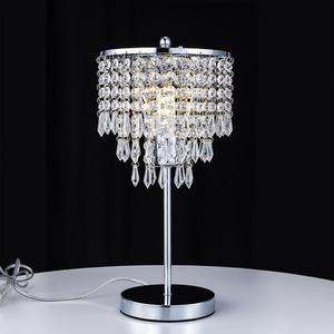 Crystal Table Lamp with Slender Stem and Draped Design