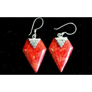 Elegant 925 Silver Coral Grape Earrings