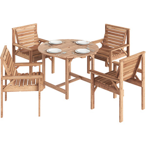 Outsunny Garden Dining Set, Round Table and Chairs w/ Parasol Hole