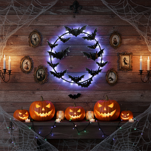 Round LED Bat Wall Plaque