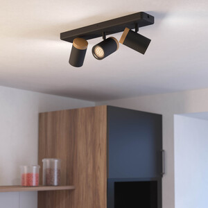 EGLO Consuma 3-Light Bathroom Spotlight, Black And Brown