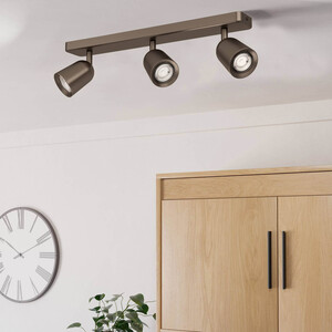 EGLO Camaldoli Steel GU10 3-Light Spotlight, Dark Bronze