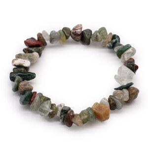 Moss Agate Chip Stone Bracelet - Natural Green Beaded Jewelry