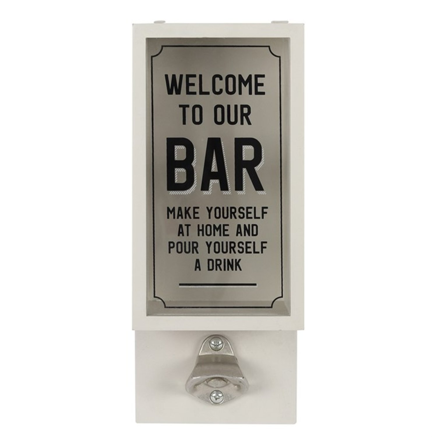Grey Garden Bar Bottle Opener Plaque - Outdoor Garden Decor With Cap Catcher - Grey