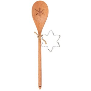 Snowflake Wooden Spoon Cookie Cutter Baking Set Holiday Kitchen Gift