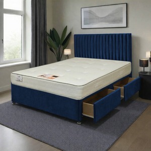 Navy / Small Single Emily Plush Bed Set With Mattress And 54
