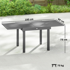 Dark Grey Outsunny Extending Garden Table for 4-8, Aluminium Outdoor Table shot 12999274