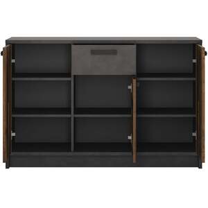 Wyld Haus Whimwick 3-Door Storage Cabinet in Walnut and Dark Matera Grey