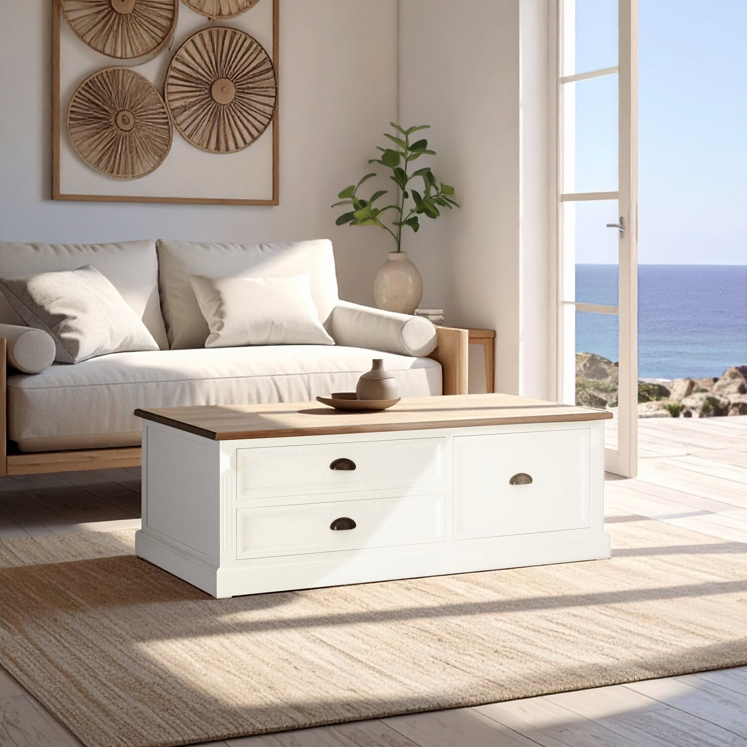 Hardwick Coffee Table with Drawers - White